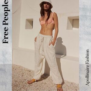 FREE PEOPLE STARLESS EMBROIDERED HAREM PANTS IN IVORY XS NEW